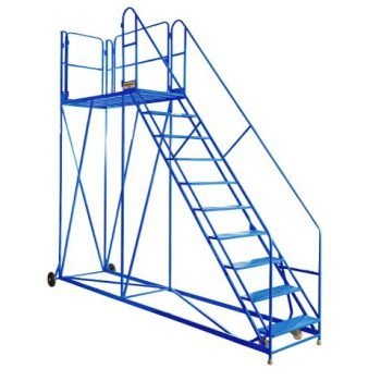 Work Platform - Easy Slope - 1800mm Platform - 3 Tread - Blue - AHWPE1803BL