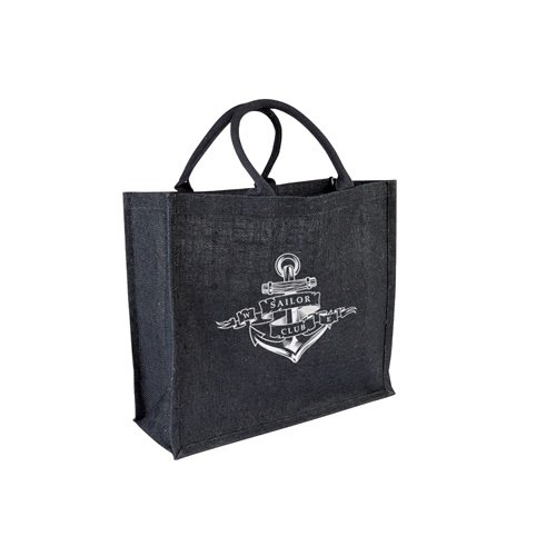 Black Jute Bags with lining 400x350mm - Printed Promotional