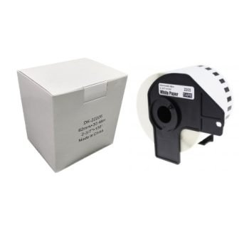 Compatible DK-22205 Black on White Paper Label Roll 62mmx30.48m DK22205 - Fusion Office UK
