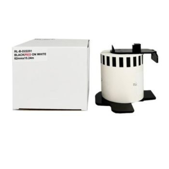 Compatible DK-22251 Black and Red on White Paper Label Roll 62mmx15.24m DK22251 - Fusion Office UK