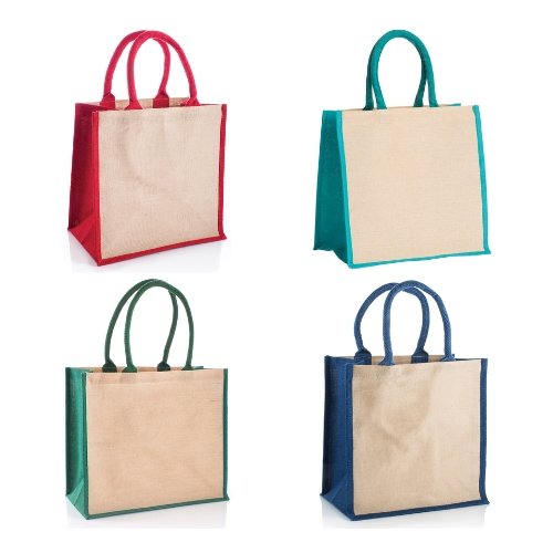 Natural Juco Bags Coloured Handle and Side 300x300mm - Colours - Fusion Office UK Natural Juco Bags Coloured Handle and Side 300x300mm - Colours