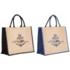 Natural Jute Bags Coloured Handle and Side 400x350mm - Printed Promotional
