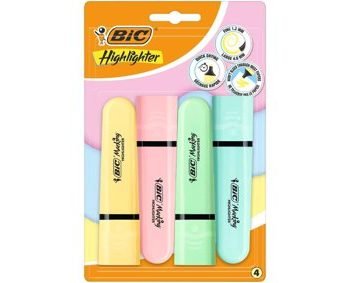 BIC Tank Highlighters Chisel Tip Pastel Colours 517953 - Pack 4
