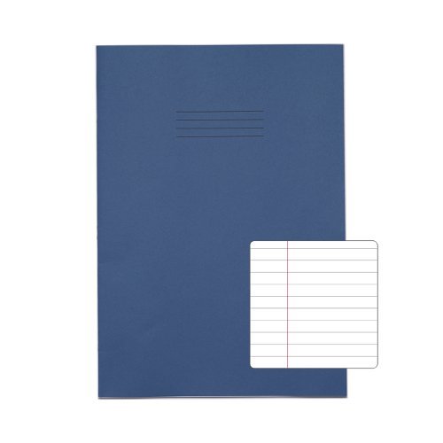 Exercise Books A4+ 8mm feints and margin Dark Blue 48 Page (13x9) - Pack 50