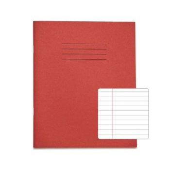 Exercise Books 200x165mm 8mm feints and margin Red 120 Page (8x6.5) - Pack 100