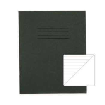 Exercise Books 200x165mm 8mm feints Blank reverse Dark Green 48 Page (8x6.5) - Pack 100