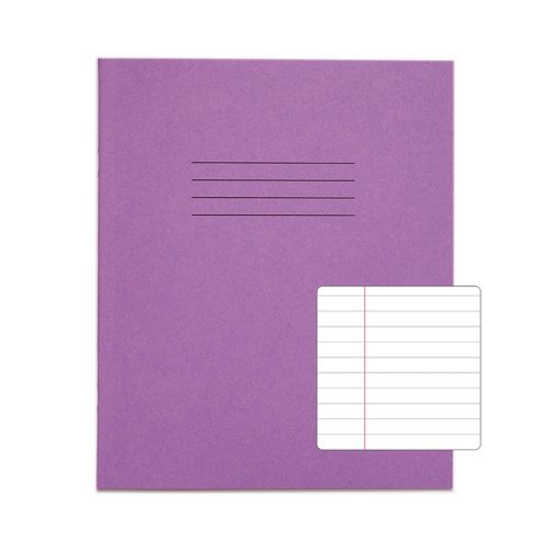 Exercise Books 200x165mm 8mm feints and margin Purple 48 Page (8x6.5) - Pack 100