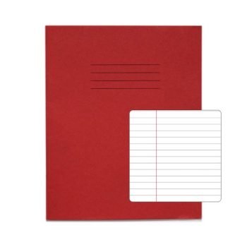Exercise Books 200x165mm 6mm feints and margin Red 48 Page (8x6.5) - Pack 100