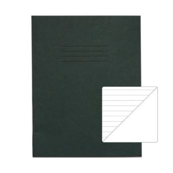 Exercise Books 226x178mm 8mm feints Blank reverse Dark Green 80 Page (9x7) - Pack 100