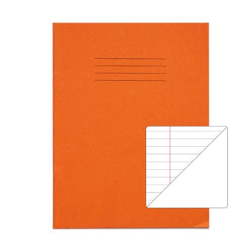 Exercise Books 226x178mm 8mm feints and margin Blank reverse Orange 80 Page (9x7) - Pack 100