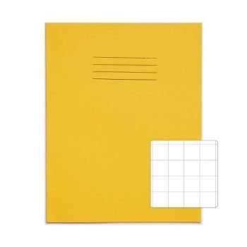 Exercise Books 226x178mm 20mm squares Yellow 32 Page (9x7) - Pack 100