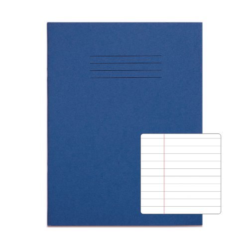 Exercise Books 226x178mm 8mm feints and margin Dark Blue 48 Page (9x7) - Pack 100