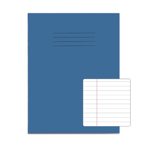 Exercise Books 226x178mm 8mm feints and margin Light Blue 80 Page (9x7) - Pack 100