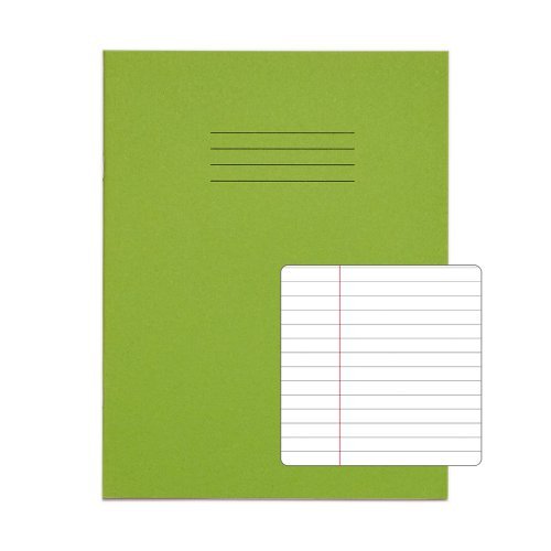Exercise Books 226x178mm 6mm feints and margin Light Green 80 Page (9x7) - Pack 100