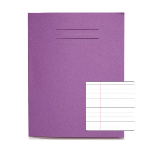 Exercise Books 226x178mm 8mm feints and margin Purple 80 Page (9x7) - Pack 100