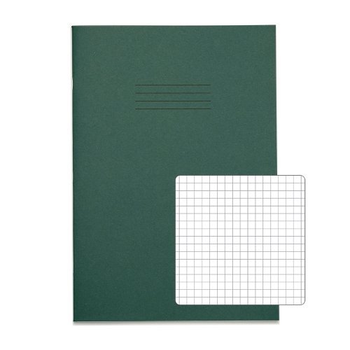 Exercise Books A4 5mm squares Dark Green 48 Page - Pack 100