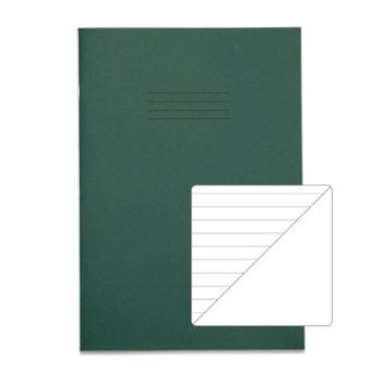 Exercise Books A4 8mm feints Blank reverse Dark Green 48 Page - Pack 100