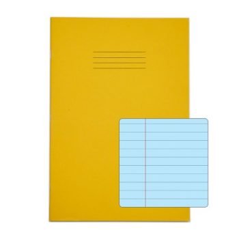 Exercise Books SEN A4 12mm feints and Margin Blue Paper Yellow 48 Page - Pack 10