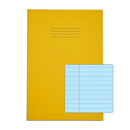 Exercise Books SEN A4 12mm feints and Margin Blue Paper Yellow 48 Page - Pack 10