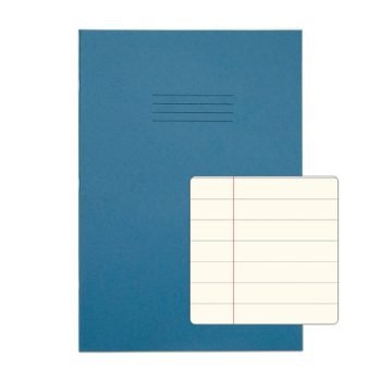 Exercise Books SEN A4 12mm feints and Margin Cream Paper Light Blue 48 Page - Pack 10