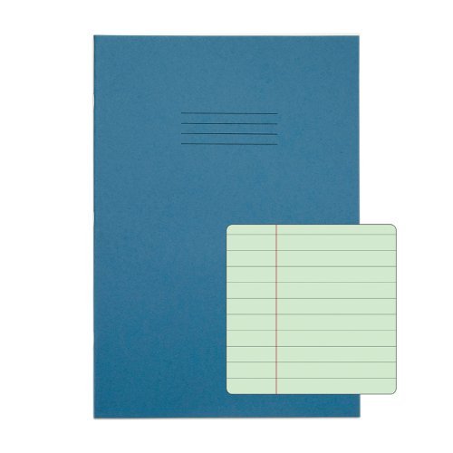 Exercise Books SEN A4 12mm feints and Margin Green Paper Light Blue 48 Page - Pack 10