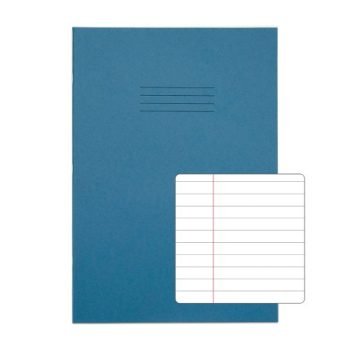Exercise Books A4 8mm feints and margin Light Blue 64 Page - Pack 50