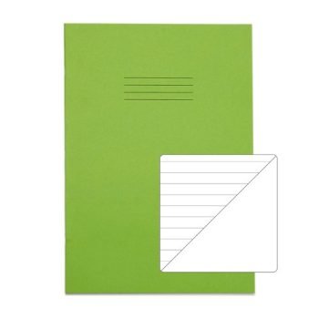 Exercise Books A4 8mm feints Blank reverse Light Green 64 Page - Pack 50