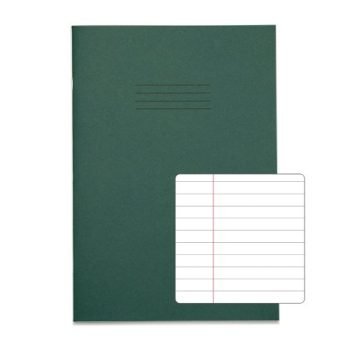 Exercise Books A4 8mm feints and margin Dark Green 80 Page - Pack 50
