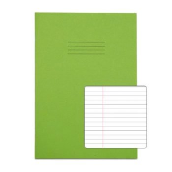 Exercise Books A4 6mm feints and margin Light Green 80 Page - Pack 50