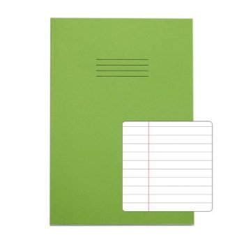 Exercise Books A4 8mm feints and margin Light Green 80 Page - Pack 50
