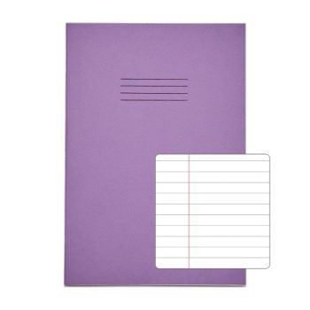 Exercise Books A4 8mm feints and margin Purple 80 Page - Pack 50