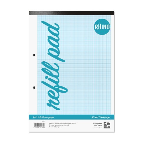 Rhino A4 Refill Pads Graph 1:5:10 Ruling 100 Page HAG1-4 - Pack 6