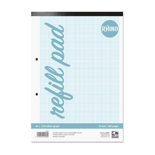 Rhino A4 Refill Pads Graph 2:10:20 Ruling and Plain Reverse 100 Page HAG2-6 - Pack 6