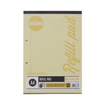 Rhino A4 Tinted Refill Pads Yellow 8mm Feints and Margin 100 Page HAYFM-6 - Pack 6