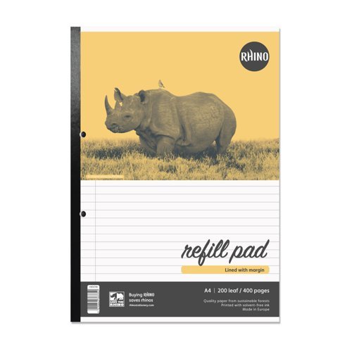 Rhino A4 Refill Pads 400 Page 8mm Feints and Margin V4DCFM-0 - Pack 5