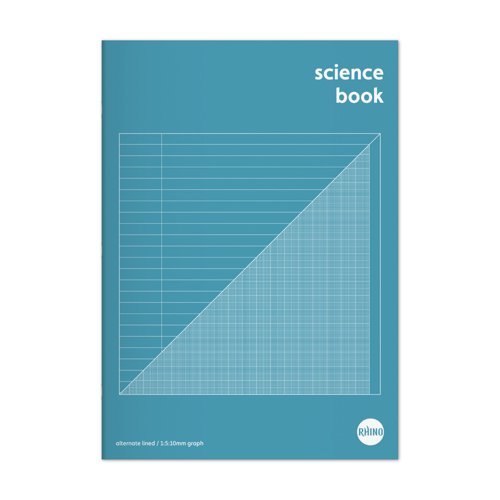 Rhino A4 Science Books Feints and Margin 10mm Graph Alternate 64 Page SDSC1BU-2 - Pack 10