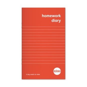 Rhino A6+ Homework Diary 6 Day Week to View Red SDWD1-0 - Pack 100