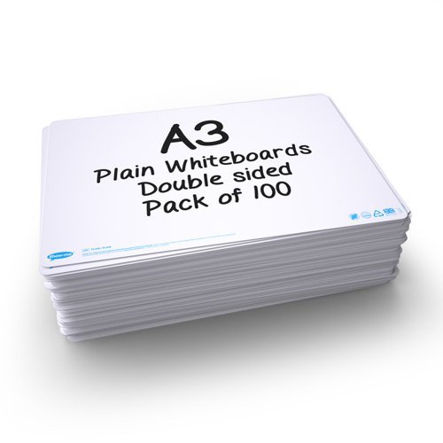 Show-me A3 Whiteboards Plain and Plain Bulk - Pack 100