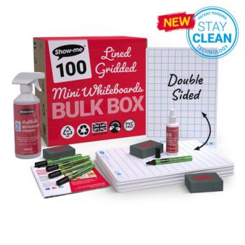 Show-me A4 Whiteboards Lined and Gridded Bulkbox - 100 Sets