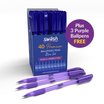 Swash Komfigrip Premium Rubbergrip Ballpoint Pens Blue - Pack 40