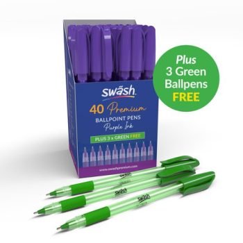 Swash Komfigrip Premium Rubbergrip Ballpoint Pens Purple - Pack 40