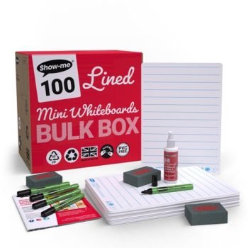 Show-me A4 Whiteboards Lined and Plain Bulkbox - 100 Sets