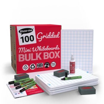 Show-me A4 Whiteboards Gridded and Plain Bulkbox - 100 Sets