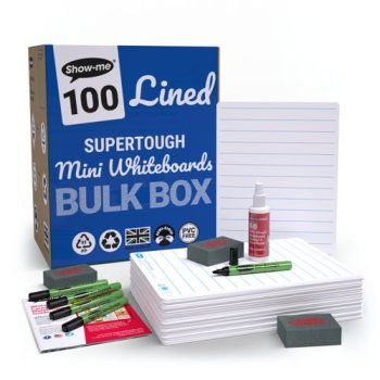 Show-me Supertough A4 Whiteboards Lined Plain Bulkbox - 100 Sets