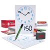 Show-me A4 Whiteboards Clockface with Digital Readout and Plain Reverse Classpack - 35 Sets