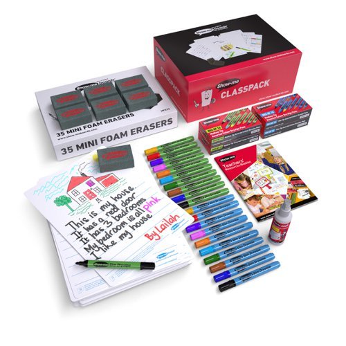 Show-me A4 Whiteboards Picture Story Blank Top and Lined bottom Classpack - 35 Sets