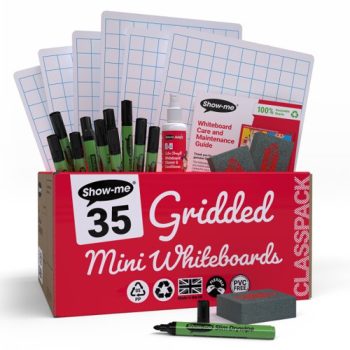 Show-me A4 Whiteboards Gridded Classpack - 35 Sets