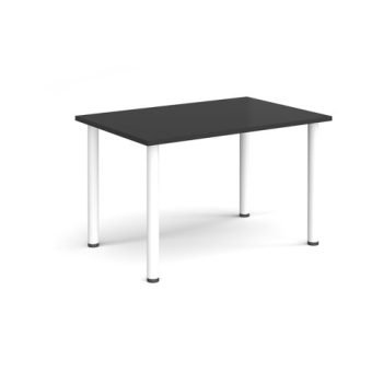 Rectangular white radial leg meeting table 1200mm x 800mm Black - DRL1200-WH-BK