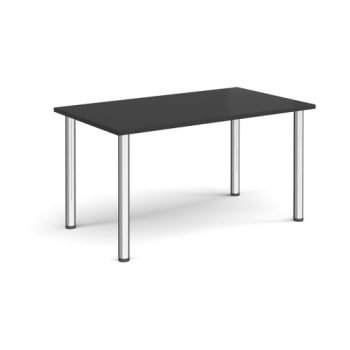 Rectangular chrome radial leg meeting table 1400mm x 800mm Black - DRL1400-C-BK