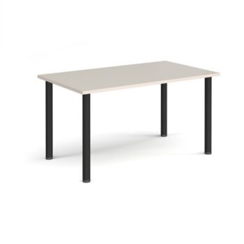 Rectangular black radial leg meeting table 1400mm x 800mm Light Grey - DRL1400-K-LG